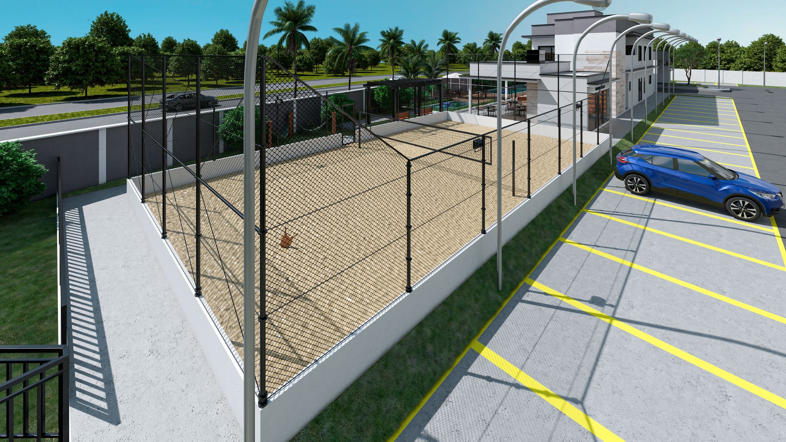 Quadra de Beach Tênis do Zafira Residencial